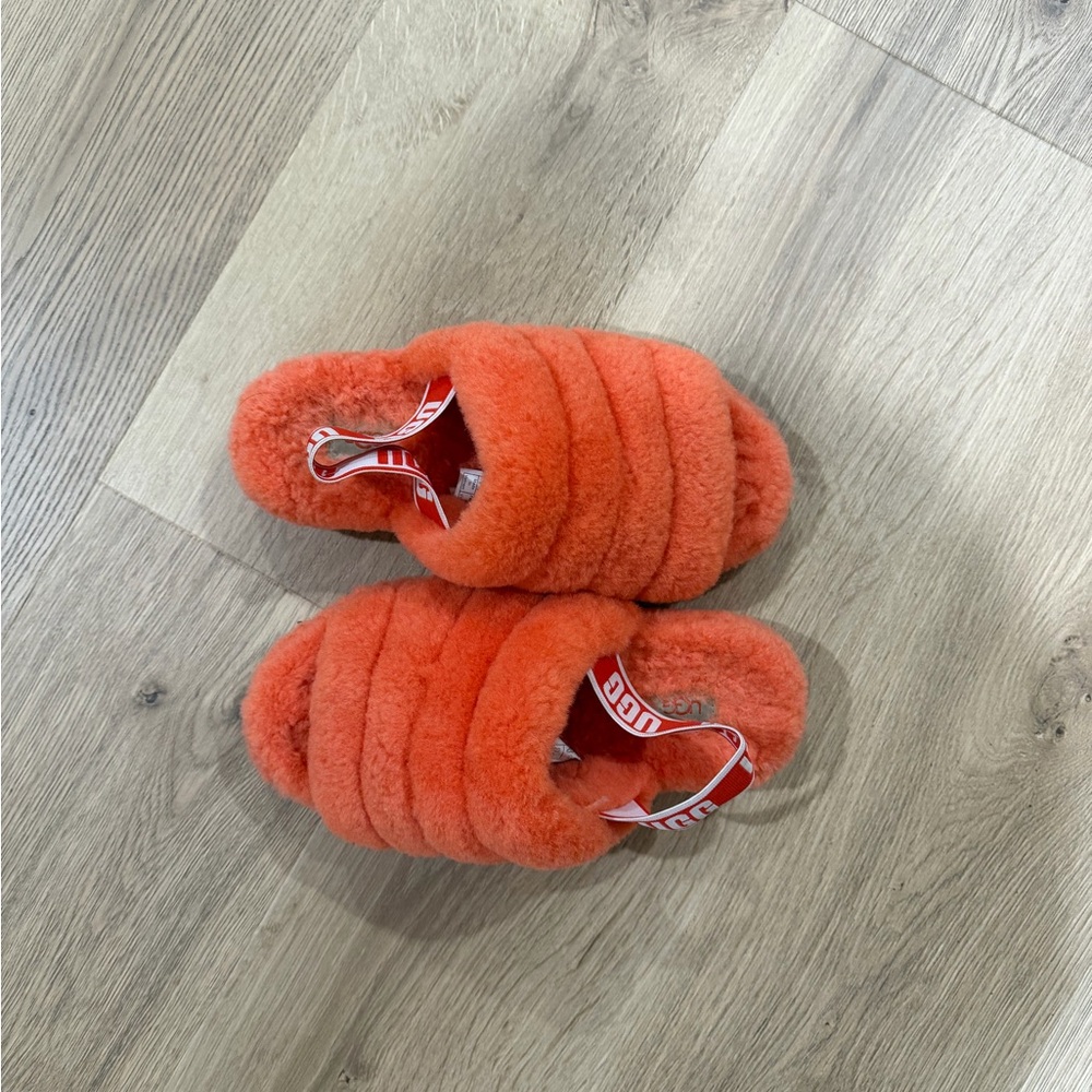 UGG Orange Fluffy Slippers